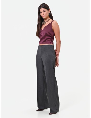 Pantalon large en polyviscose avec strass Rinascimento