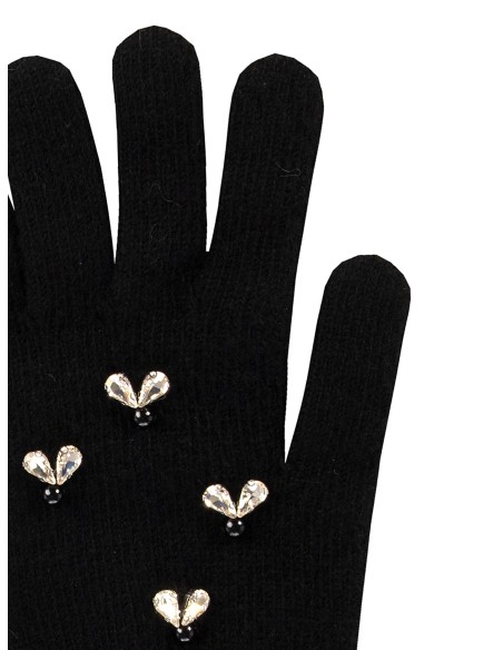 Gants en mélange de viscose et de laine avec cristaux cabochon Rinascimento