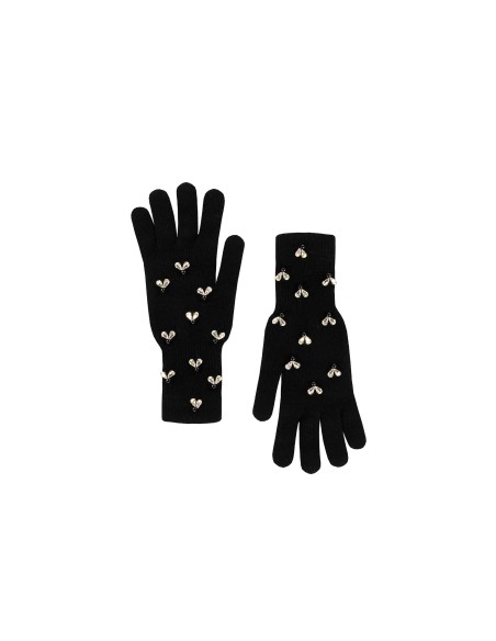 Gants en mélange de viscose et de laine avec cristaux cabochon Rinascimento