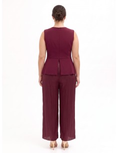 Combinaison intégrale curvy à jambes palazzo en tissu cady et satin lamé Rinascimento Curvy 2