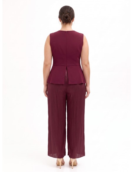 Combinaison intégrale curvy à jambes palazzo en tissu cady et satin lamé Rinascimento Curvy