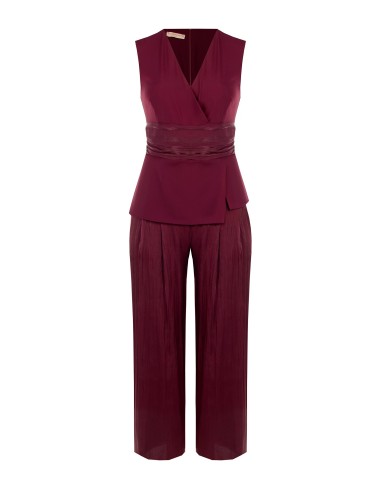 Combinaison intégrale curvy à jambes palazzo en tissu cady et satin lamé Rinascimento Curvy