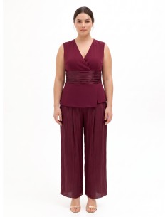 Combinaison intégrale curvy à jambes palazzo en tissu cady et satin lamé Rinascimento Curvy
