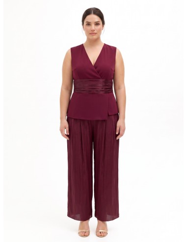 Combinaison intégrale curvy à jambes palazzo en tissu cady et satin lamé Rinascimento Curvy