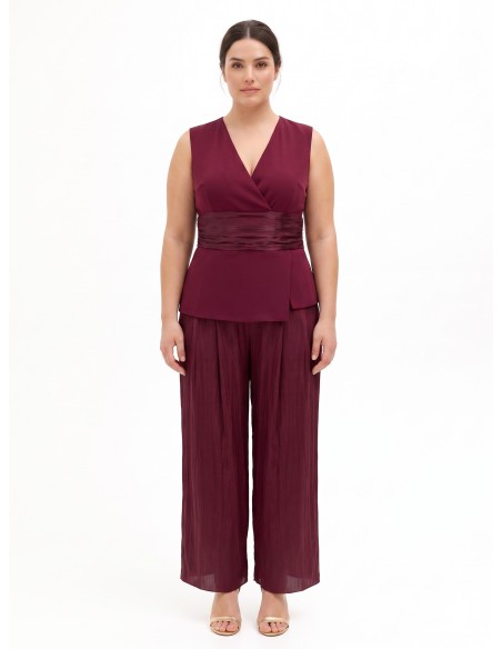 Combinaison intégrale curvy à jambes palazzo en tissu cady et satin lamé Rinascimento Curvy