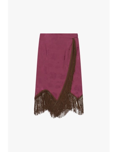 Jupe midi à motif jacquard et franges Dixie