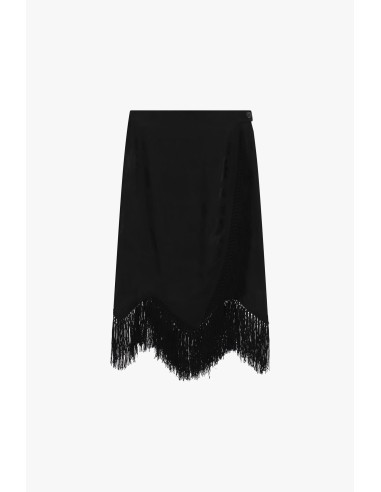 Jupe midi à motif jacquard et franges Dixie