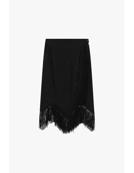 Jupe midi à motif jacquard et franges Dixie