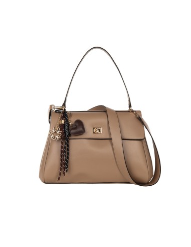 Sac à bandoulière en similicuir lisse avec breloques décoratives et bandoulière amovible Rinascimento