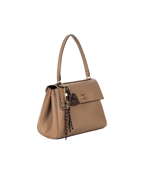 Sac à bandoulière en similicuir lisse avec breloques décoratives et bandoulière amovible Rinascimento