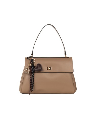 Sac à bandoulière en similicuir lisse avec breloques décoratives et bandoulière amovible Rinascimento
