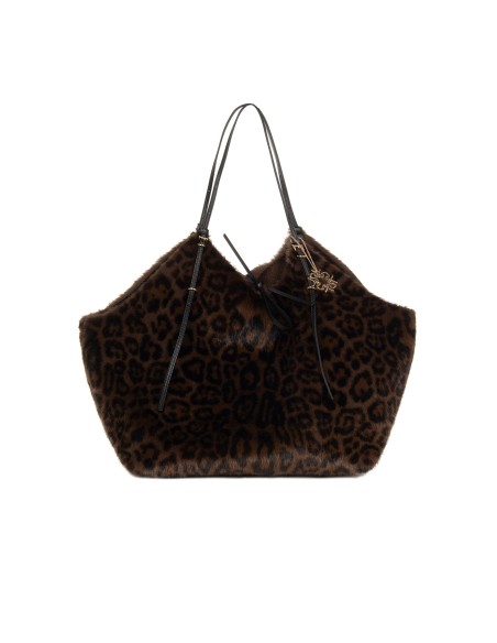 Maxi-shopper van gevlekte imitatiebont met binnenpochette Rinascimento