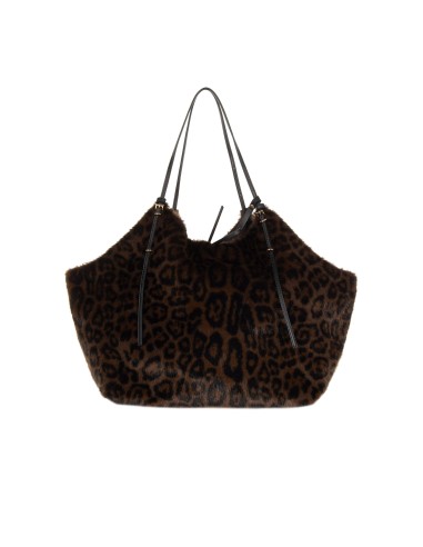 Maxi sac cabas en fausse fourrure tachetée avec pochette intérieure Rinascimento