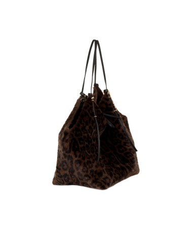 Maxi sac cabas en fausse fourrure tachetée avec pochette intérieure Rinascimento