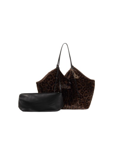 Maxi sac cabas en fausse fourrure tachetée avec pochette intérieure Rinascimento