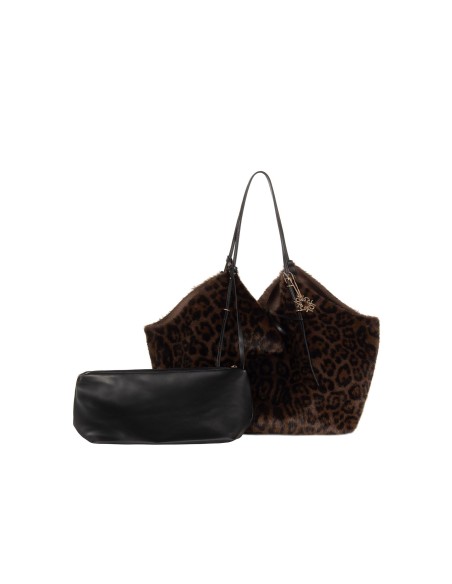 Maxi sac cabas en fausse fourrure tachetée avec pochette intérieure Rinascimento