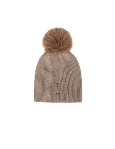 Muts van een viscose-wolmix met cabochon-kristallen en een pompon van imitatiebont van Rinascimento 2