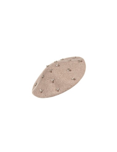 Baret van een viscose-wolmix met cabochonkristallen Rinascimento