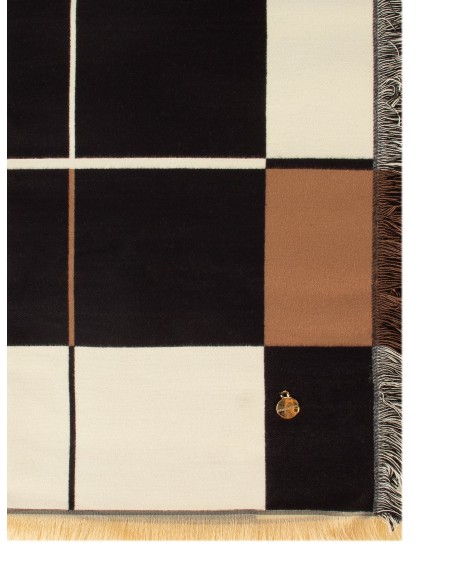 Écharpe à carreaux tricolores en viscose mélangée à franges Rinascimento