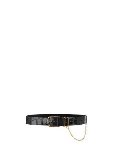 Ceinture en véritable cuir effet croco avec chaîne Rinascimento