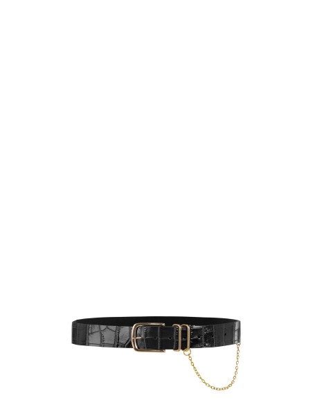 Riem van echt leer met krokodillenprint en ketting Rinascimento