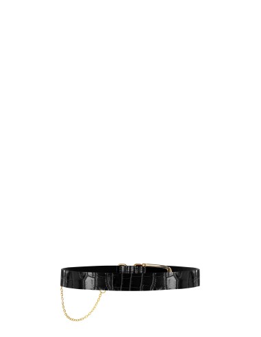 Ceinture en véritable cuir effet croco avec chaîne Rinascimento