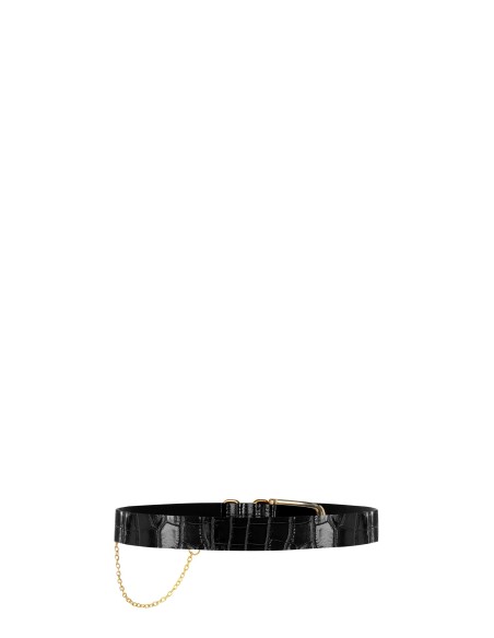 Ceinture en véritable cuir effet croco avec chaîne Rinascimento