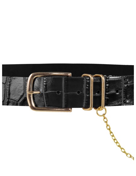Ceinture en véritable cuir effet croco avec chaîne Rinascimento