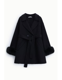 Manteau croisé à poignets en fourrure Please 2