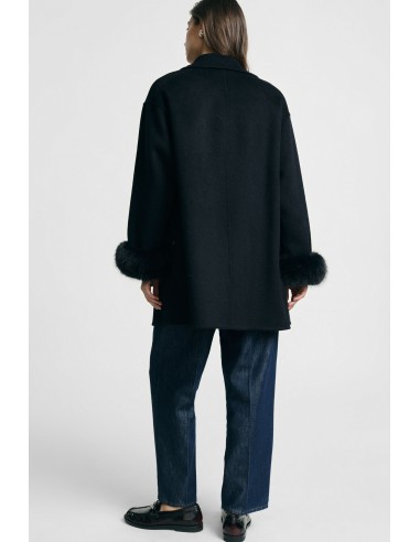 Manteau croisé à poignets en fourrure Please