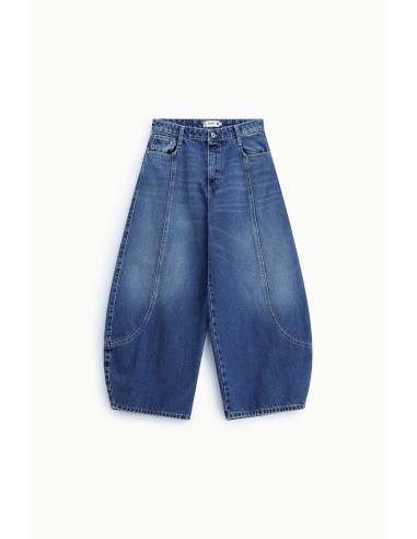 Jeans met balloon fit, hoge taille en afgeronde naden alstublieft