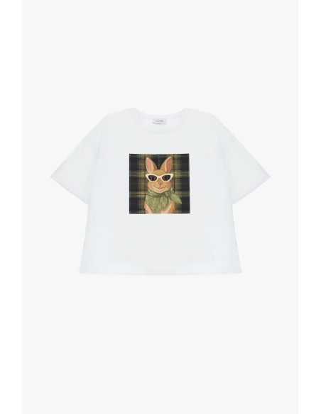 T-shirt à manches courtes imprimé lapin bandana d'intérieur