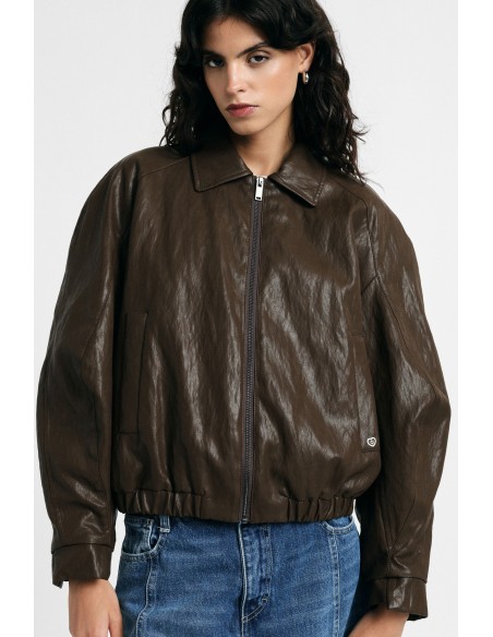 Leren jas met regular fit, klassieke kraag en rits Please
