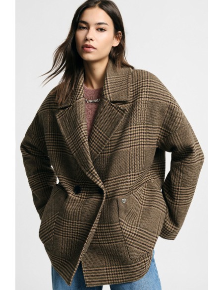 Veste-chemise oversize à carreaux avec fermeture à double boutonnage Please