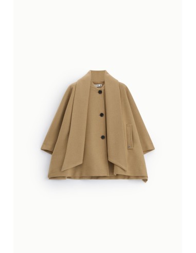 Manteau court sans manches avec écharpe et boutonsVeuillez