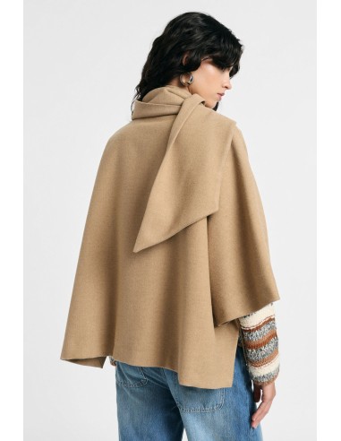 Manteau court sans manches avec écharpe et boutonsVeuillez