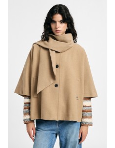 Manteau court sans manches avec écharpe et boutonsVeuillez