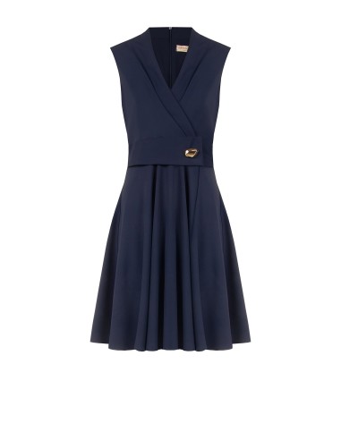 Robe courte évasée en tissu fluide avec décolleté en V croisé et détail métallique Rinascimento
