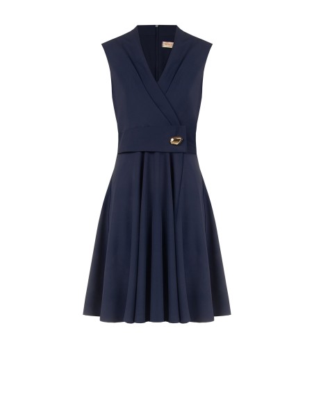 Robe courte évasée en tissu fluide avec décolleté en V croisé et détail métallique Rinascimento