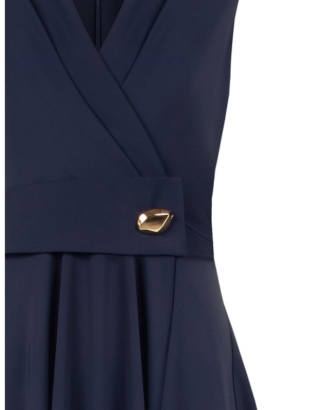 Robe courte évasée en tissu fluide avec décolleté en V croisé et détail métallique Rinascimento