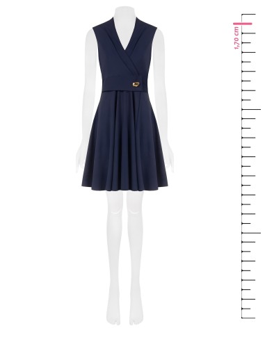 Robe courte évasée en tissu fluide avec décolleté en V croisé et détail métallique Rinascimento