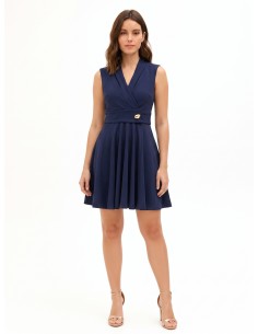 Robe courte évasée en tissu fluide avec décolleté en V croisé et détail métallique Rinascimento