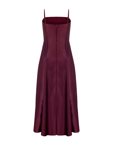 Robe midi évasée en satin structuré avec poches Rinascimento