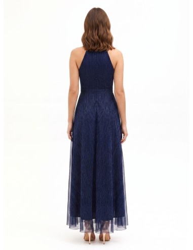 Robe longue à col américain et jupe plissée Rinascimento