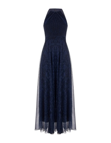 Robe longue à col américain et jupe plissée Rinascimento