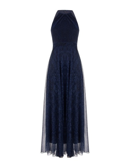 Robe longue à col américain et jupe plissée Rinascimento