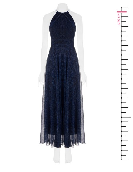 Robe longue à col américain et jupe plissée Rinascimento