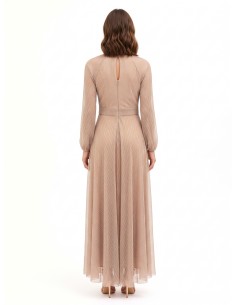 Robe longue évasée en georgette plissée avec lurex Rinascimento 2