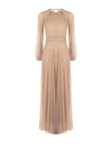 Robe longue évasée en georgette plissée avec lurex Rinascimento