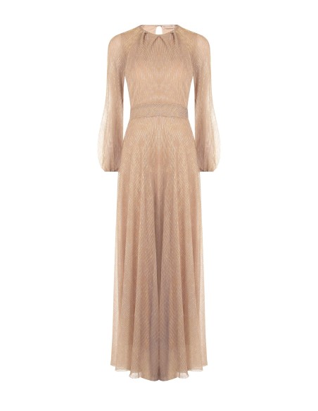 Robe longue évasée en georgette plissée avec lurex Rinascimento